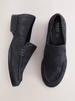 Lage Schoenen|Next - Suède ronde neus Instappers Marineblauw