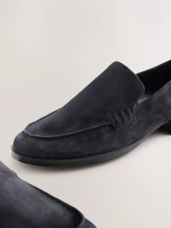 Lage Schoenen|Next - Suède ronde neus Instappers Marineblauw