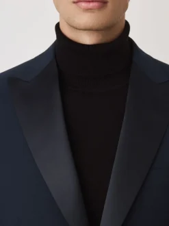 Smokings En Feestkleding|Next Marineblauw - Tailored Fit Wool Blend Motionflex Tuxedo Suit Jacket