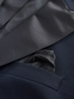 Smokings En Feestkleding|Next Marineblauw - Tailored Fit Wool Blend Motionflex Tuxedo Suit Jacket