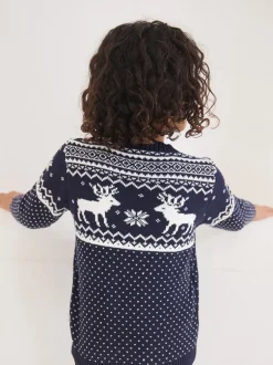 Truien En Breisels*The Little Tailor - kinderkersttrui met rendier-fairislepatroon Marineblauw