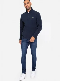 Sweaters En Hoody´S|Sweaters En Hoody´S|Threadbare - fleece sweatshirt met korte rits Marineblauw