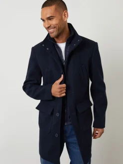 Jassen En Jacks*Threadbare - Lange utility-jas van imitatie-wol met laagjeslook Marineblauw