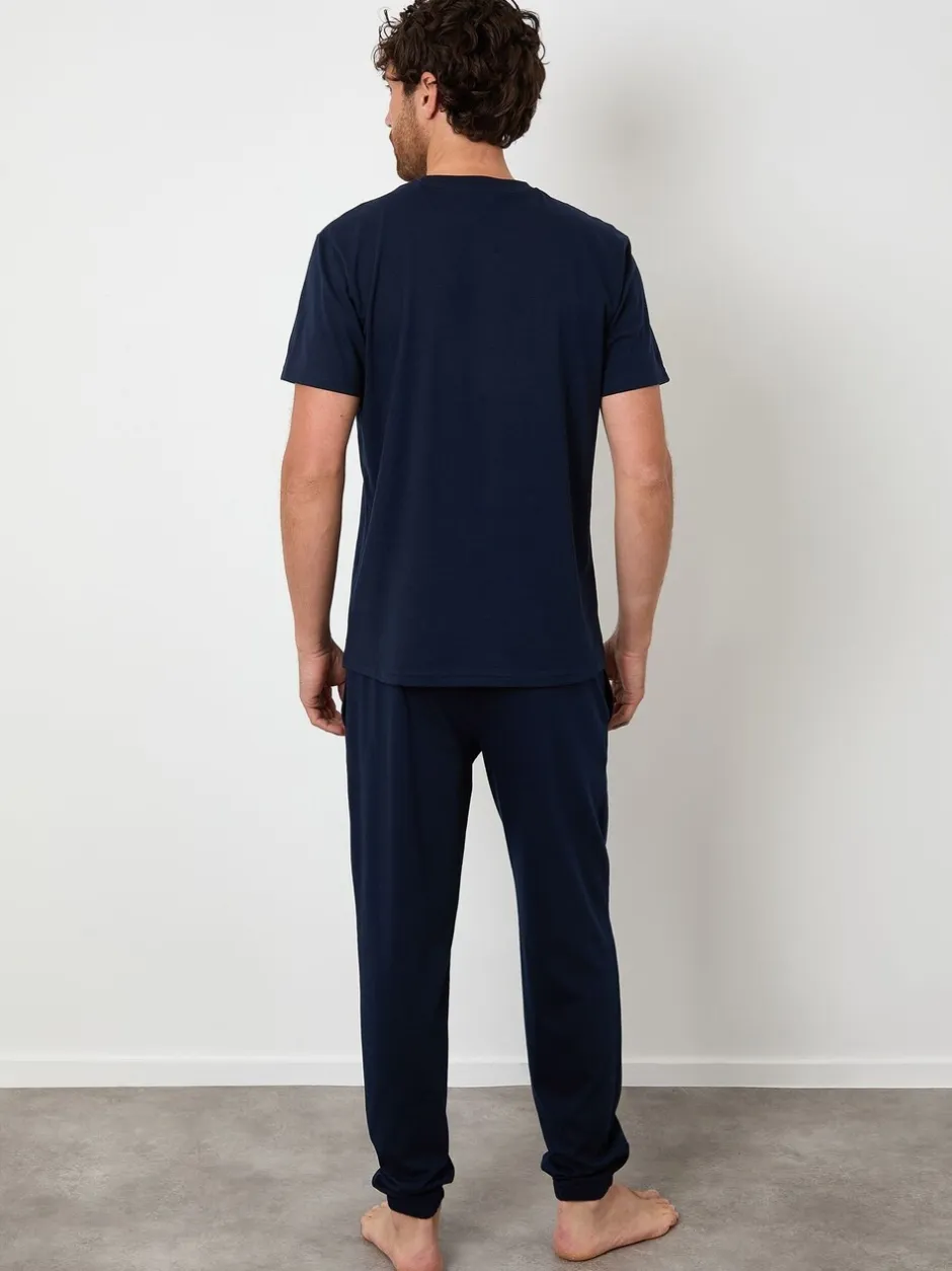 Pyjama's|Threadbare Marineblauw - pyjamaset