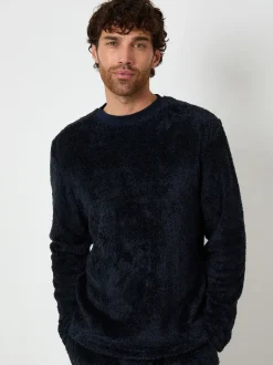 Loungewear|Threadbare - Two Tone Borg Loungewear Set Marineblauw