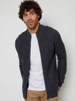 Gebreide Kleding|Threadbare - vest met ritssluiting Marineblauw