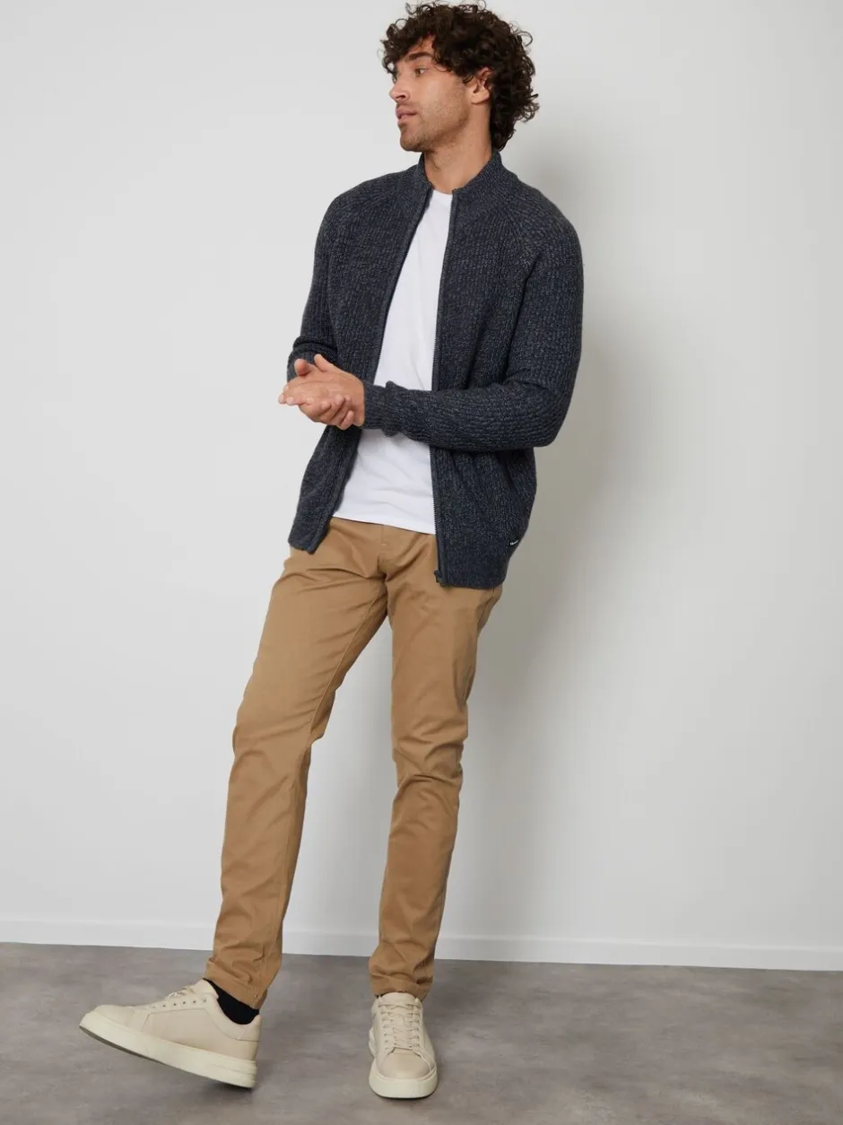 Gebreide Kleding|Threadbare - vest met ritssluiting Marineblauw