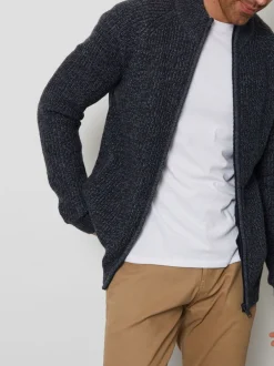 Gebreide Kleding|Threadbare - vest met ritssluiting Marineblauw