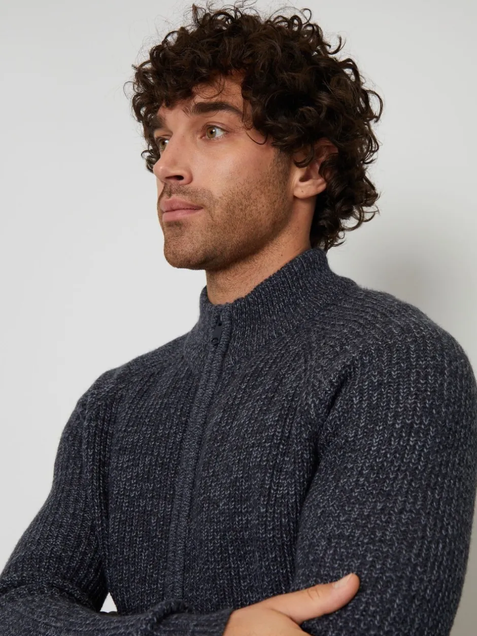Gebreide Kleding|Threadbare - vest met ritssluiting Marineblauw