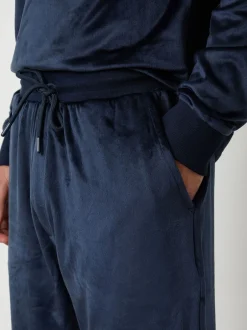 Loungewear*Threadbare - zacht aanvoelende velours loungewear set Marineblauw