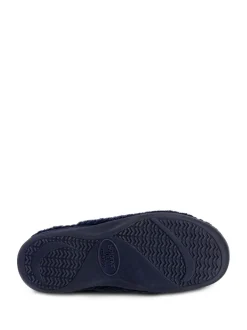 Pantoffels*Totes - - Isotoner Popcorn Turnover pantoffels met open neus voor dames Marineblauw