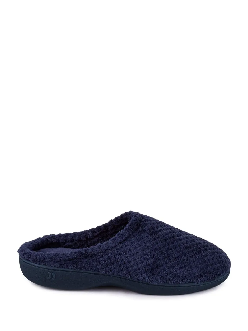 Pantoffels|Totes Marineblauw - Isotoner Popcorn pantoffelmuiltjes van badstof
