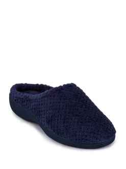 Pantoffels|Totes Marineblauw - Isotoner Popcorn pantoffelmuiltjes van badstof