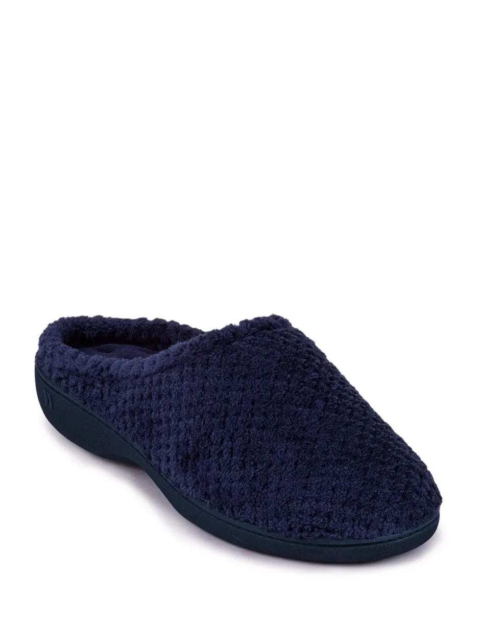 Pantoffels|Totes Marineblauw - Isotoner Popcorn pantoffelmuiltjes van badstof