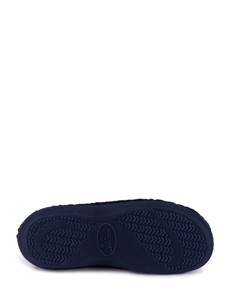 Pantoffels|Totes Marineblauw - Isotoner Popcorn pantoffelmuiltjes van badstof