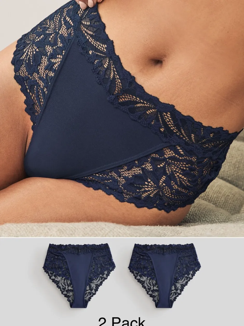 Onderbroeken|Next Marineblauw - Ultimate Comfort kanten slip verpakking van 2