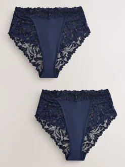 Onderbroeken|Next Marineblauw - Ultimate Comfort kanten slip verpakking van 2