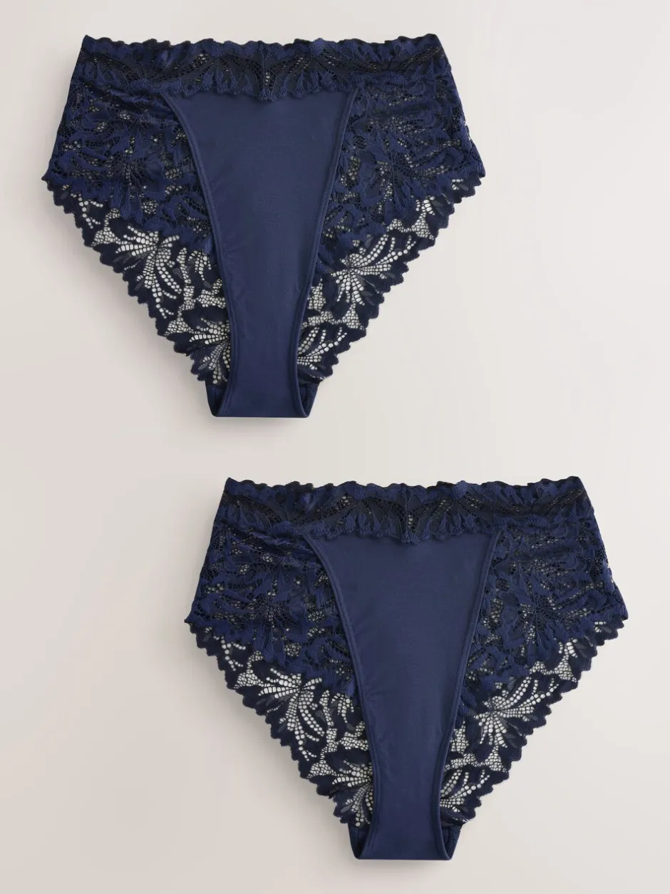 Onderbroeken|Next Marineblauw - Ultimate Comfort kanten slip verpakking van 2