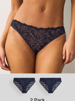 Onderbroeken*Next Marineblauw - Ultimate Comfort kanten slip verpakking van 2