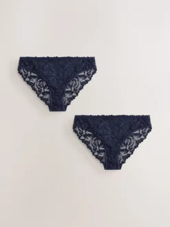 Onderbroeken*Next Marineblauw - Ultimate Comfort kanten slip verpakking van 2