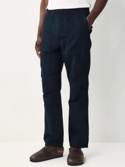 Broeken En Chino's*Next - Vermoeidheidszakken Katoen-linnen broek Marineblauw
