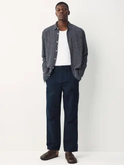 Broeken En Chino's*Next - Vermoeidheidszakken Katoen-linnen broek Marineblauw