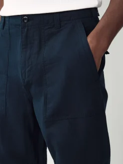 Broeken En Chino's*Next - Vermoeidheidszakken Katoen-linnen broek Marineblauw
