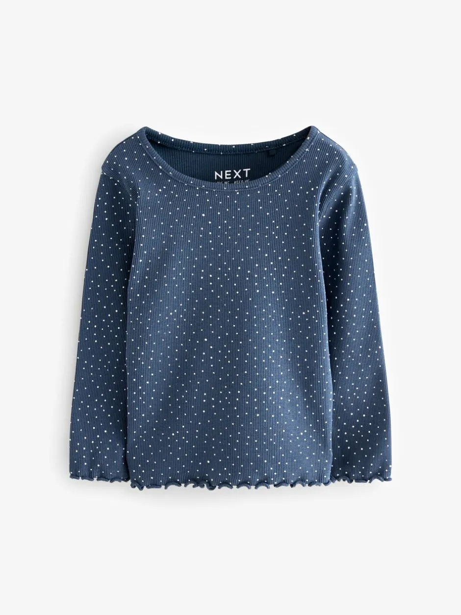 Tops|T-Shirts*Next - Verpakking van 5 geribbelde tops met lange mouwen (3mnd -7jaar) Marineblauw
