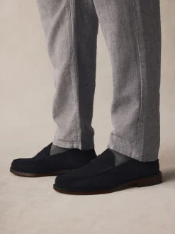 Schoenen|Formele Schoenen|Next - Wijde pasvorm - Suède instappers Marineblauw