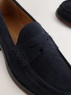 Schoenen|Formele Schoenen|Next - Wijde pasvorm - Suède instappers Marineblauw