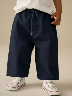 Broeken En Chino's*Next - Wijde pijpen 100% katoenen chino broek met elastische tailleband (3mnd-7jr) Marineblauw