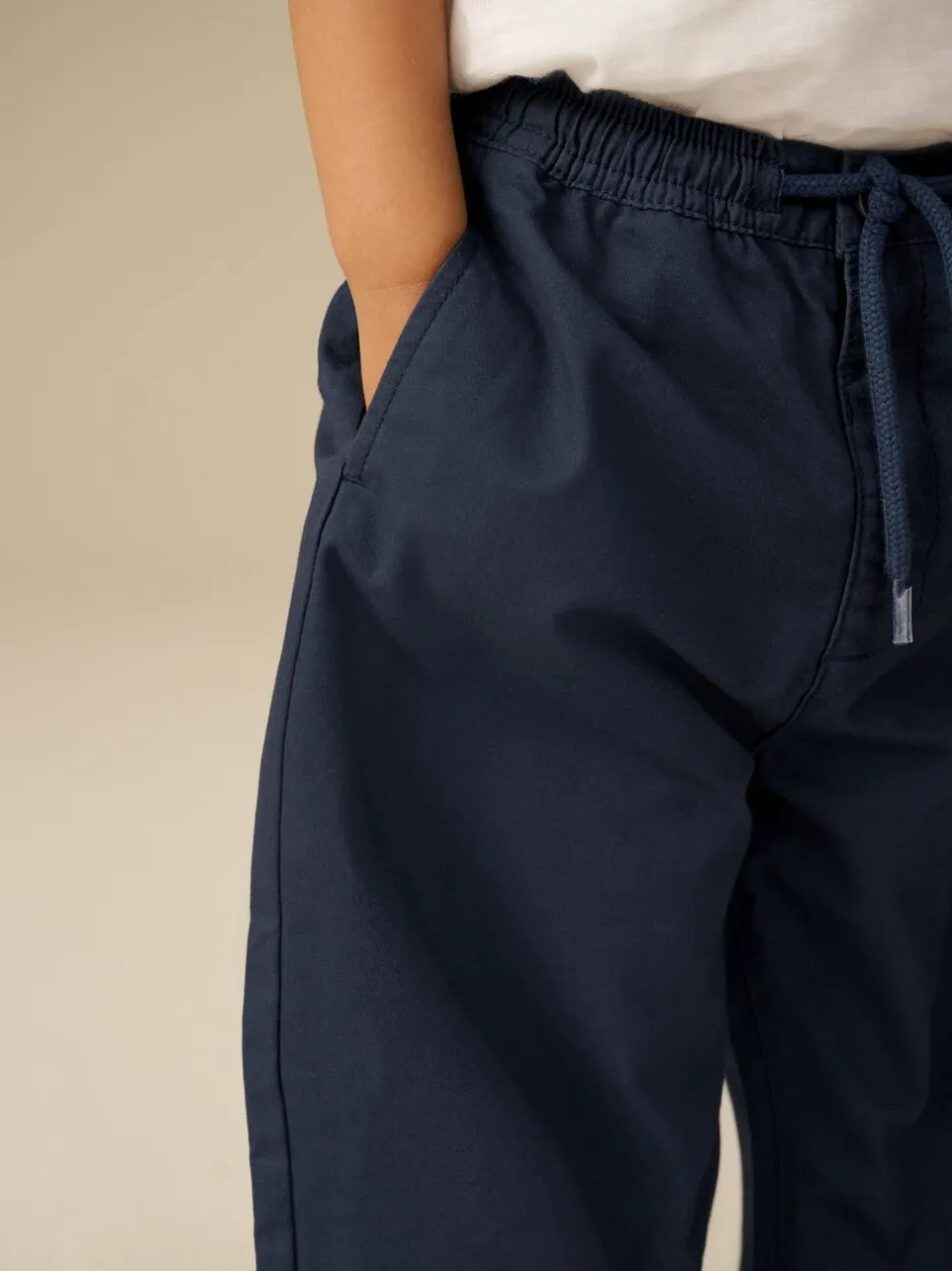 Broeken En Chino's*Next - Wijde pijpen 100% katoenen chino broek met elastische tailleband (3mnd-7jr) Marineblauw