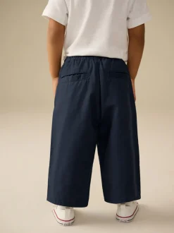Broeken En Chino's*Next - Wijde pijpen 100% katoenen chino broek met elastische tailleband (3mnd-7jr) Marineblauw