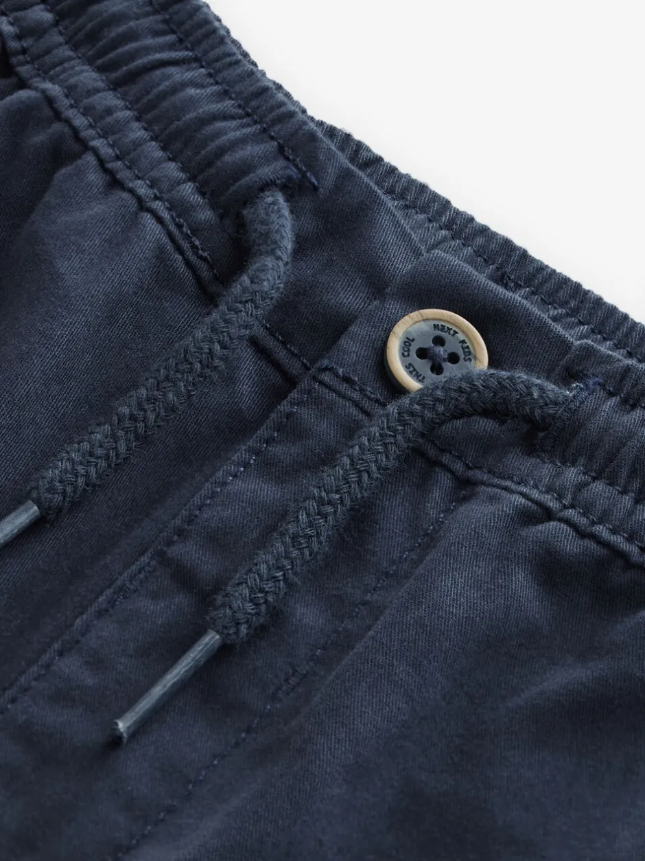 Broeken En Chino's*Next - Wijde pijpen 100% katoenen chino broek met elastische tailleband (3mnd-7jr) Marineblauw