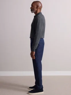 Formele Broek|Next - Wollen Rijke Slim Textuur Broek Met Zijverstellers Marineblauw