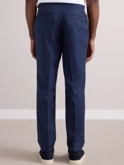 Formele Broek|Next - Wollen Rijke Slim Textuur Broek Met Zijverstellers Marineblauw