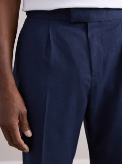 Formele Broek|Next - Wollen Rijke Slim Textuur Broek Met Zijverstellers Marineblauw