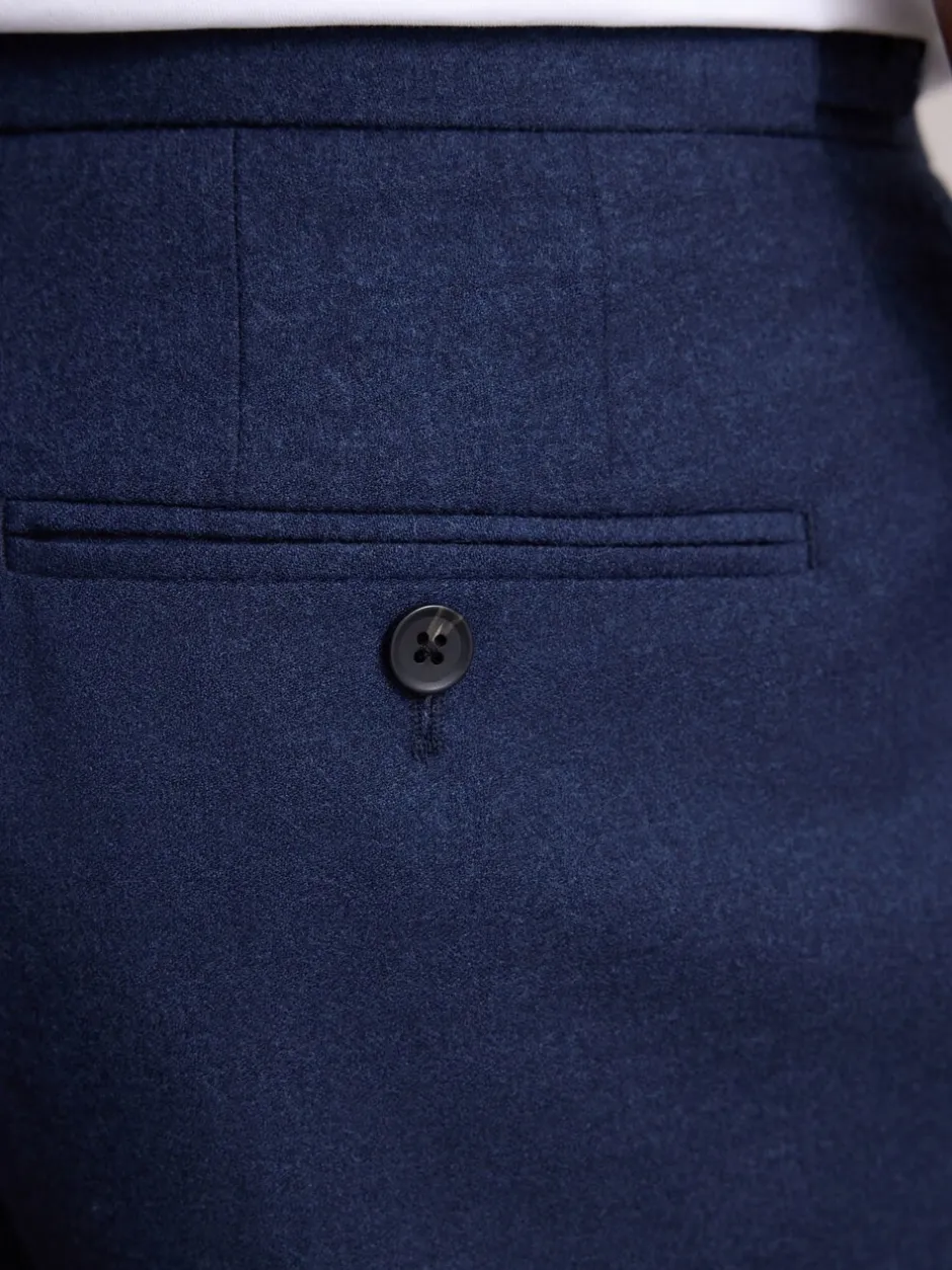 Formele Broek|Next - Wollen Rijke Slim Textuur Broek Met Zijverstellers Marineblauw