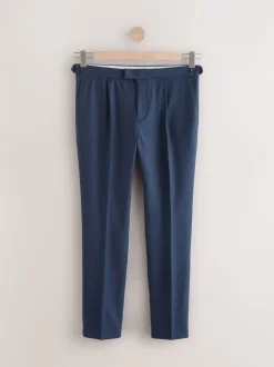 Formele Broek|Next - Wollen Rijke Slim Textuur Broek Met Zijverstellers Marineblauw
