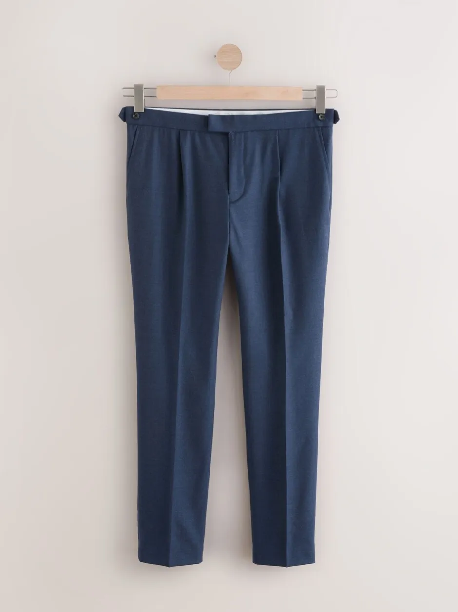 Formele Broek|Next - Wollen Rijke Slim Textuur Broek Met Zijverstellers Marineblauw