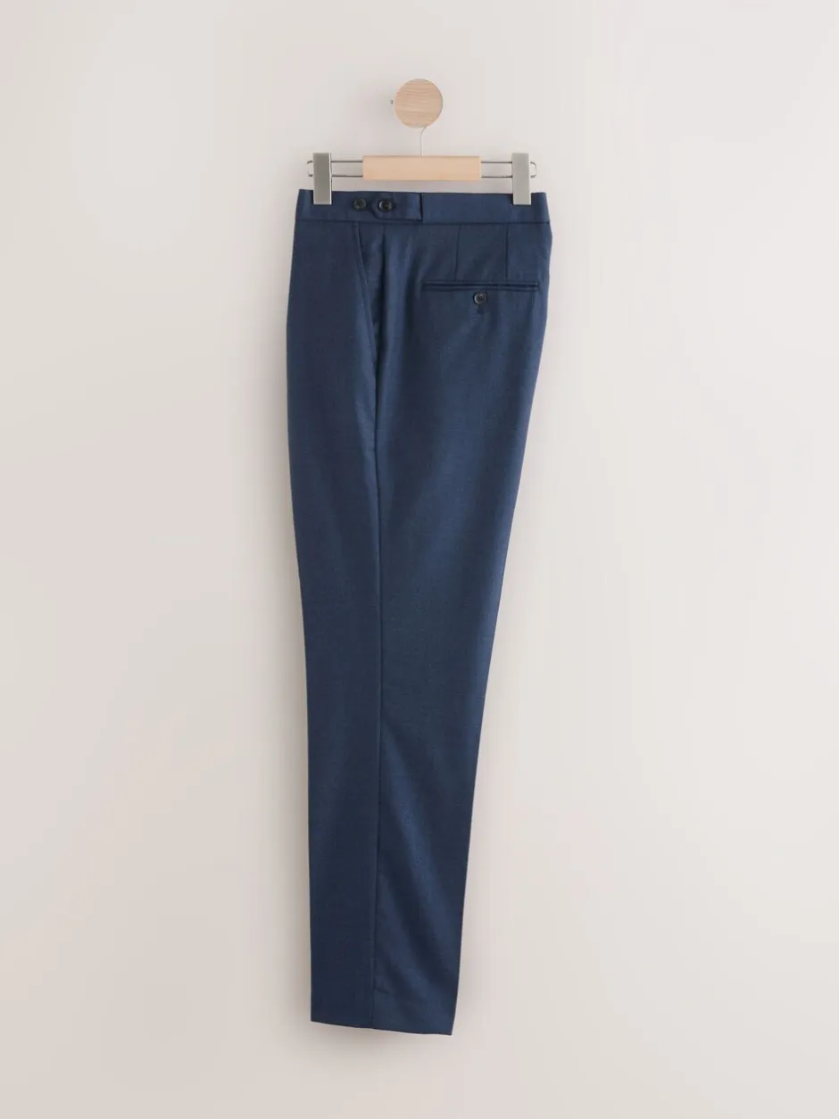 Formele Broek|Next - Wollen Rijke Slim Textuur Broek Met Zijverstellers Marineblauw