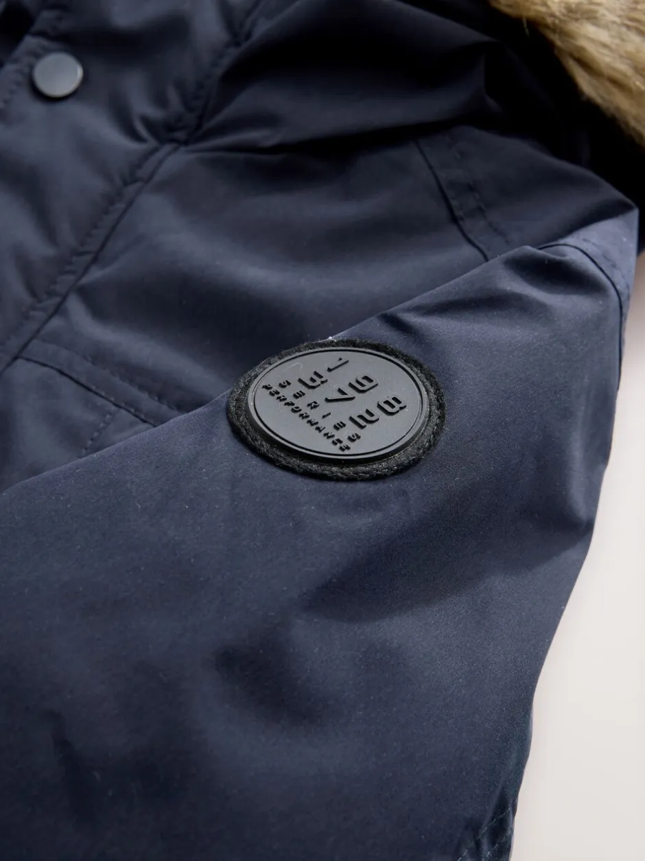 Schoolkleding|Jassen En Jacks*Next - Zware regenbestendige parka met imitatiebontrand (3-16jr) Marineblauw