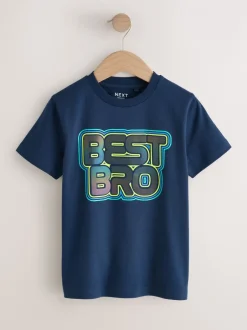 T-Shirts|Tops|Next Marineblauw Best Bro - Regular fit T-shirt met korte mouwen en grafische print (3-16jaar)