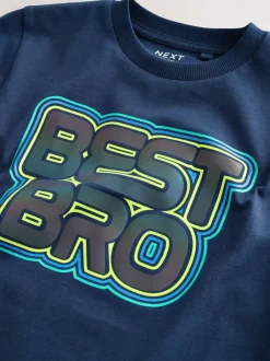 T-Shirts|Tops|Next Marineblauw Best Bro - Regular fit T-shirt met korte mouwen en grafische print (3-16jaar)