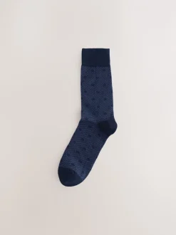 Sokken|Sokken*Next Marineblauw Blauw - 5 Paar modieuze sokken met patroon
