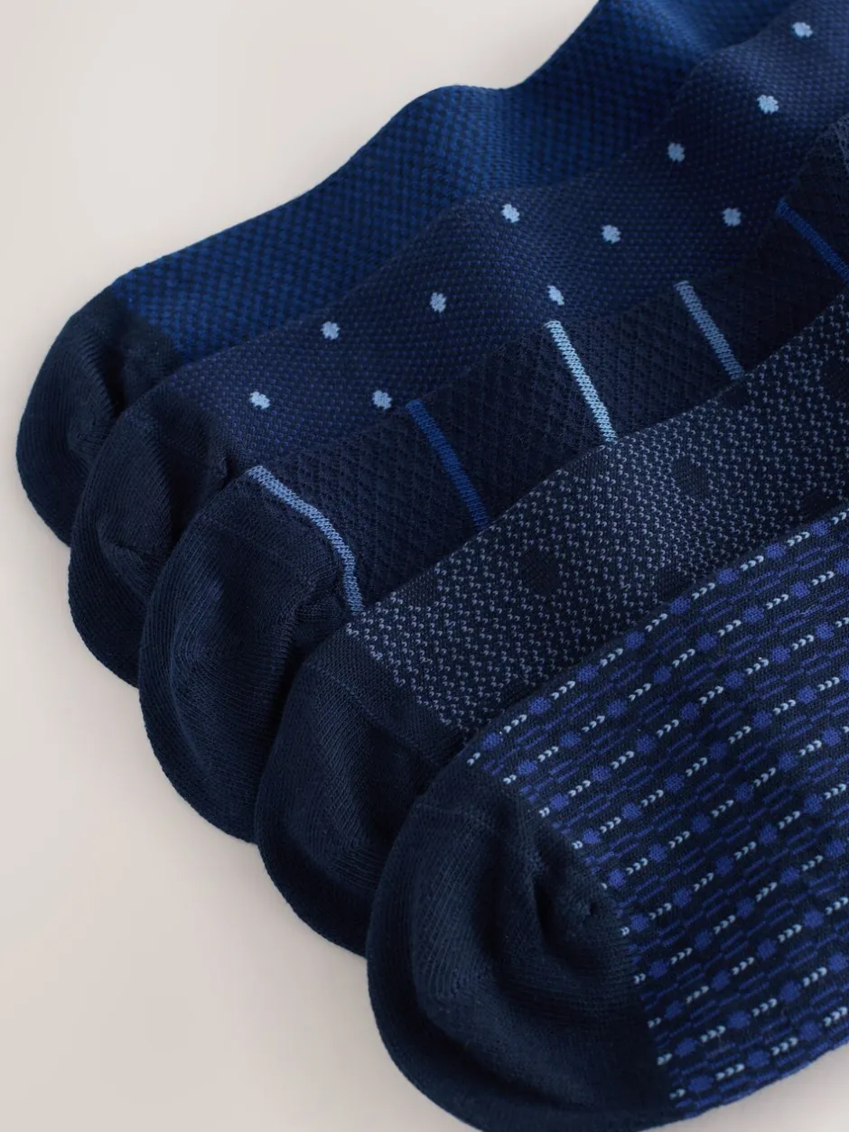 Sokken|Sokken*Next Marineblauw Blauw - 5 Paar modieuze sokken met patroon