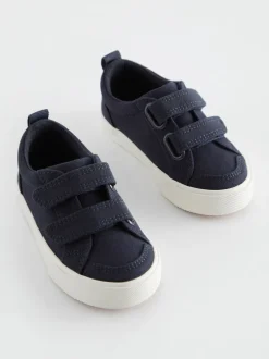 Sneakers|Next - Sneakers met twee klittenbandjes Marineblauw canvas