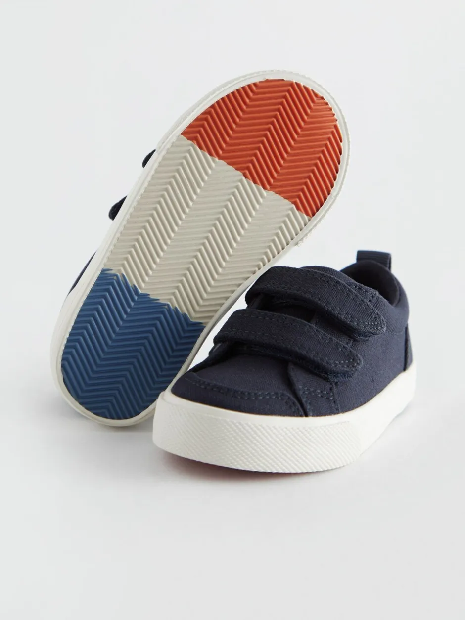 Sneakers*Next - Sneakers met twee klittenbandjes Marineblauw canvas