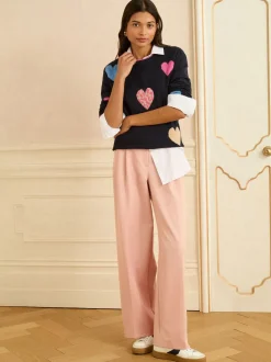Gebreide Kleding|Love & Roses - Animal Hart Trui Marineblauw diverse