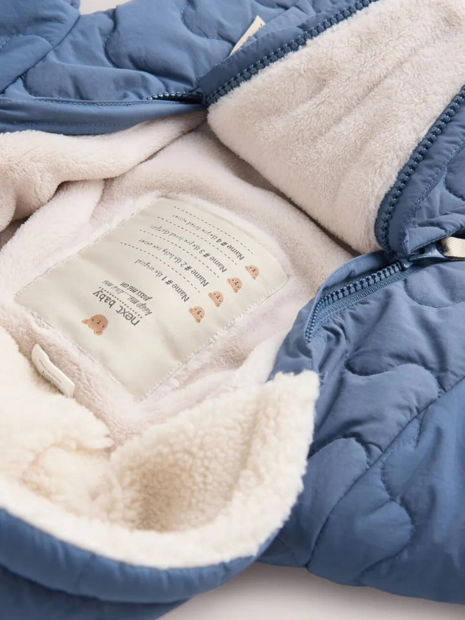 Jassen, Jacks En Kinderwagenpakjes|Jassen En Jacks|Next - Baby all-in-one van nylon met capuchon (0-18mnd) Marineblauw doorgestikt
